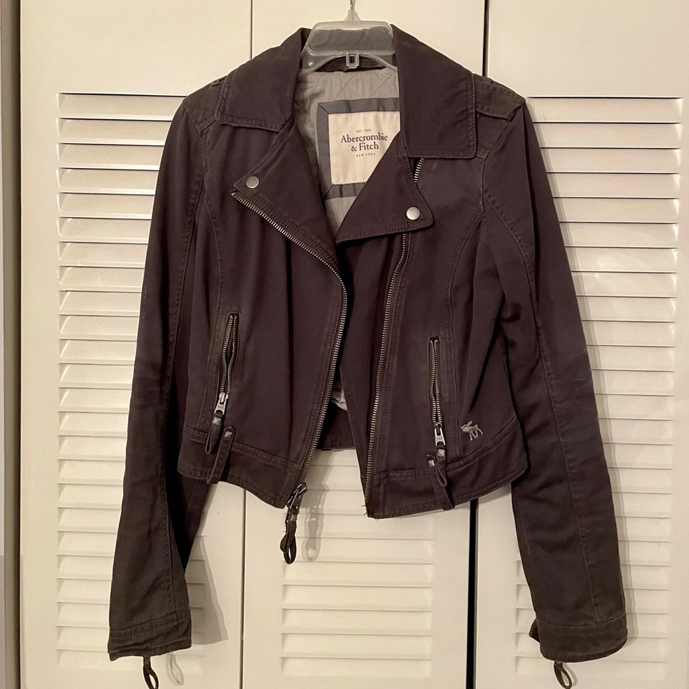 Abercrombie Gray Motorcycle Jacket